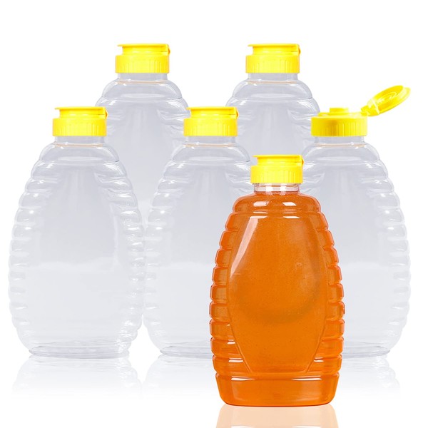 Rocutus Honey Jar Honey Bottles,6 Pack 15oz Plastic Honey Jar