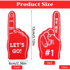 Wanmu 12 Pcs Mini Foam Fingers, Fan Foam Finger Baseball Fan Mini Foam Finger We're #1 Sports Themed Party Supplies Hand Fingers for Basketball Football Baseball Hockey Events Games Birthday Supplies