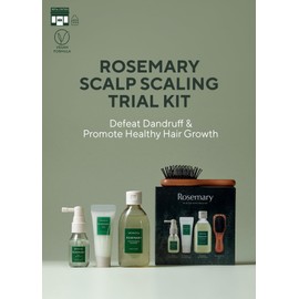 AROMATICA Rosemary Scalp Scaling Gift Set [Mini Wooden Hair Brush / Rosemary Shampoo 100 ml / Rosemary Root Enhancer 30 ml / Scalp Scrub 30 ml] Plant-Based Vegan Hair Care