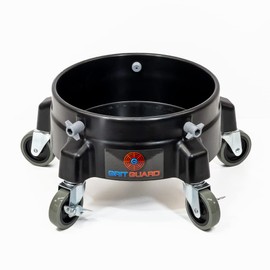 GRIT GUARD Bucket Dolly with Wheels - Rolling Detailing Wash Bucket with 5 Wheels and 2 Locking Casters Compatible with 2.5, 4, 5 and 6 Gallon Buckets (Black, 3" Grey Casters)