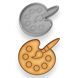 Paint Palette Cookie Cutter & Stamp Set (4x3.29 Inches) - Artist Baking Tool for Creative Treats