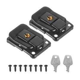 PATIKIL Suitcase Lock Hasp 1.6" x 1.10",2Pcs Iron Toggle Catch Lock with Keys/Screws Latch Clasp for Jewelry Box Wooden Case Toolbox, Black