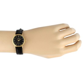 Peugeot Women Classic Everyday Watch - 14K Plated Round Case with Leather Band