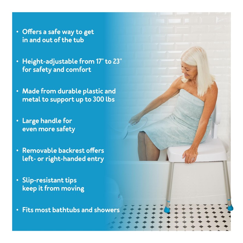 Carex Easy Transfer Shower Bench - Shower Chair for Elderly