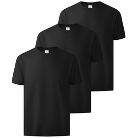ZITY 3 Pack Men's T-Shirts Cotton Crew Neck Basic Tee Short Sleeve Soft Casual Shirts Summer Tops L