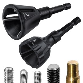 GOLD DEER 2Pcs Deburring Tool Chamfer Tool 1/8"- 3/4" and 1/4"- 1" Tungsten Carbide Chamfering Drill Bit Fast Hex Shank Deburr Drill Bit External Burr Removal for Metal Rod Bolt Pipe 3D Printing PVC