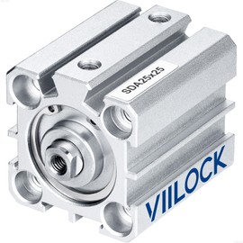 VIILOCK Pneumatic Air Cylinder 25mm Bore 25mm Stroke, Thin Air Cylinder Double Action Hydraulic Cylinders SDA 25 X 25