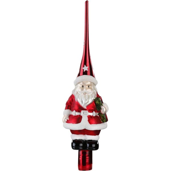 MAGIC Christmas Tree Topper Santa Claus 28 cm Glass Santa Red