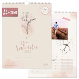 Häfft Craft Calendar 2026 A4+ "Dainty Flower" Photo Calendar, DIY Calendar, Creative Calendar, Birthday Calendar to Design Yourself - Sustainable and Climate Friendly