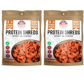 Nomad Nutrition Protein Shreds | Jerky Snack | Instant Freeze Dried Backpacking & Camping & Hiking | Plant-Based, Non-GMO with High-Energy, Vegan, Gluten-Free | 56g - 2 Pack (Southwest BBQ)