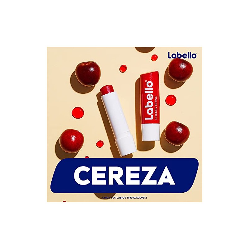 LABELLO Bálsamo labial con color Cereza 4.8g, protector labial con