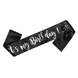 OMISS It's My Birthday Sash - Day Wear for Your Birthday (Black and Silver)