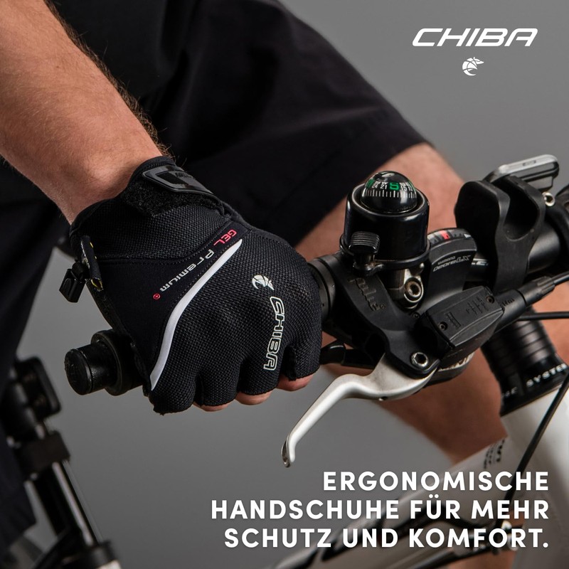 Chiba Men's Gel Premium Gloves, Black, X-Small