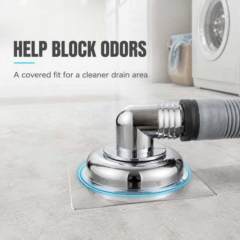 Washing Machine Floor Drain Connector with 90° Hose Adapter