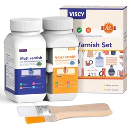 VISCY 240ml Air Dry Clay Glaze, Clay Paint for Pottery Air Dry, Clay Paint High Gloss, Anti-Scratch, Waterproof, Clay Glaze Set with 120ml Matte Varnish and 120ml Gloss Varnish, 2 Brushes.