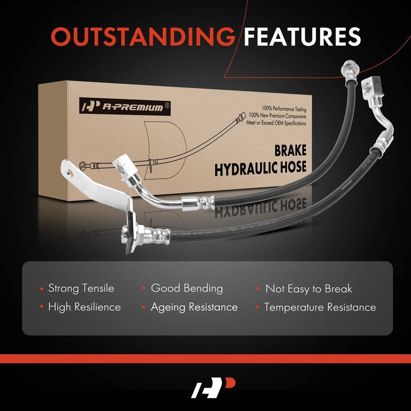 A-Premium Rear Driver and Passenger Brake Hydraulic Hose Compatible with