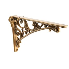 CABDM Decorative Shelf Bracket 6 inch, Antique Brass Shelf Brackets for Shelving, Heavy Duty Vintage, DIY Projects, Hardware Included, 4 Pack, 5.9x4.17x1.73 inch,Baroque Style