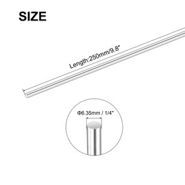 MECCANIXITY 1/4 Inch x 9.8 Inch 304 Stainless Steel Solid Round Rods Metal Lathe Bar Stock for DIY Craft 2 Pcs