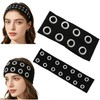 2 Pcs Women Black Grommet Headbands, Elastic Studded Headband with