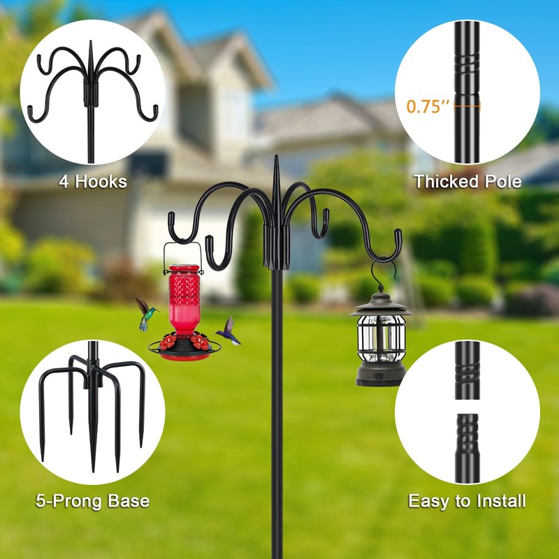 FEED GARDEN 92 Inch Four Shepherd Hooks for Outdoor,Bird Feeder