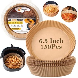 Air Fryer Disposable Paper Liners 6.3 inch – 150Pcs Round Non-Stick Air Fryer Liners for Easy Cleanup – Air Fryer Parchment Paper Liners Oil-proof & Water-proof for Baking Cooking Roasting & Microwave