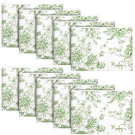 SilTriangle 10 Pcs Floral Makeup Bags with Zipper Canvas Cosmetic Bags Bulk for Women Pencil Bag Travel Toiletry Pouch Gift for Health Nurse Mother Teacher(Green)