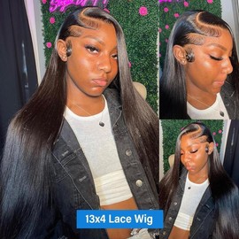 180% Density 13x4 13x6 HD Lace Frontal Human Hair Wigs Straight 4x4 Transparent Lace Closure Wig Pre Plucked Brazilian Remy Hair Smooth 30 28 Inch Bling Hair - Lace Type: 13x4 lace Wig, Size: 12 Inch