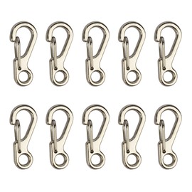 TEMLUM Carabiner, Small, Mini Shape, Set of 10, Mini Carabiner, Carabiner Snap, Key Holder, Accessories, Keys, Camping, Hiking, Silver