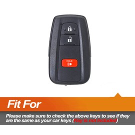 EYANBIS Silicone Key Fob Cover Fit for Toyota 4Runner C-HR Corolla RAV4 Highlander Prius Prime C V AWD-e Smart 3 Buttons Key Fob | Car Accessories | Remote Key Protection Case - Black & Purple