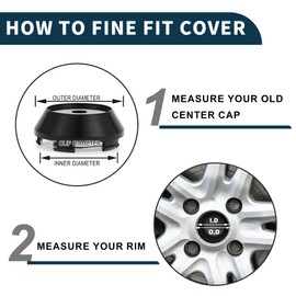 TUCKBOLD Wheel Center Cap Wheel Cap Center Cap Universal Compatibility Rust Proof Tire Cap Wheel Center Hub Cap Outer Diameter 65mm/2.56" Snap-in Plastic Black 1 Piece