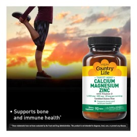 Country Life Calcio Magnesio Zinc Vitamina D3 90 Tabletas , ,