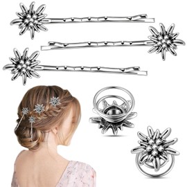 5 pieces Oktoberfest hair jewellery, costume jewellery, women's dirndl jewellery, costume accessories, costume edelweiss, edelweiss set for headband, headpiece accessories, hair clip, elegant hair