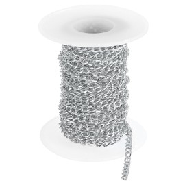 sourcing map 16.4Feet Aluminum Link Chain, Link Cable Chain Oval Plated Chain Bulk Craft Making Chain Roll for DIY, 5.5x3.5x1mm, Silver
