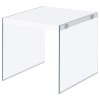 Coaster Opal Square End Table With Clear Glass Legs White