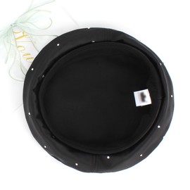 Meliyya Women's Beret Hat Rhinestone Studded Beret French Style Plain Retro Painter Cap, A-Black