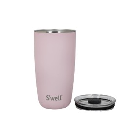 S'well Tumbler with Lid, 530ml, Pink Topaz, Vacuum-Insulated Travel Cup with Pop-On Lid, for Hot and Cold Beverages, On-the-Go up to 12h Cold/4h Hot