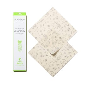 Abeego, Set of 2 Large, 13 Square, Natural Beeswax Food Storage Wrap Flats by Abeego