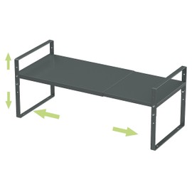 Jojocross Expandable Stackable Spice Rack Cabinet Shelf Organizer in Cabinet Shelf Kitchen Cupboard Organization Stackable Spice Rack Kitchen Pantry Countertop Storage (Gray, Large 1 Pack)