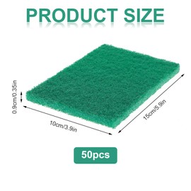 50pcs Heavy Duty Scouring Pads,4 x 6 x 0.35 Inches Green Reusable Household Scrubing Pad,Non-Scratch Cleaning Dishware Scrub Pads for Home Kitchen Utensils,Pots and Pans and Metal Grills