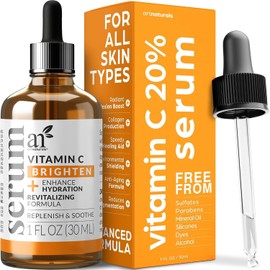 ArtNaturals Enhanced Vitamin C Serum with Hyaluronic Acid 1 Oz - Top Anti Wrinkle, Anti Aging  Repairs Dark Circles, Fades age spots  Sun Damage - 20 