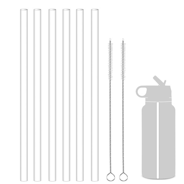 WK ieason Replacement Plastic Straws Reusable Drinking Starws Compatible with Hydro Flask Water Bottle 18-64oz and Other Brands with 2 Straw Brushes, Non Toxic Clear Straws