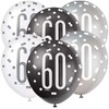 Dazzling 60th Glitz Black, Silver & White Premium Latex Balloons