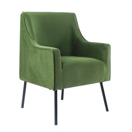 HomePop Mordern Accent Chair, Home Décor, Accent Chairs for Living Room & Bedroom, Fabric Reading Living Room Side Chair, Single Sofa with Lounge Seat and Metal Legs - Green Velvet