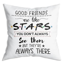 ZNGFON Good Friends are Like Stars, You Don't Always See Them, but They‘re Always There Throw Pillow Covers 18x18 Inch Christmas Birthday Friendship Gift for Friends
