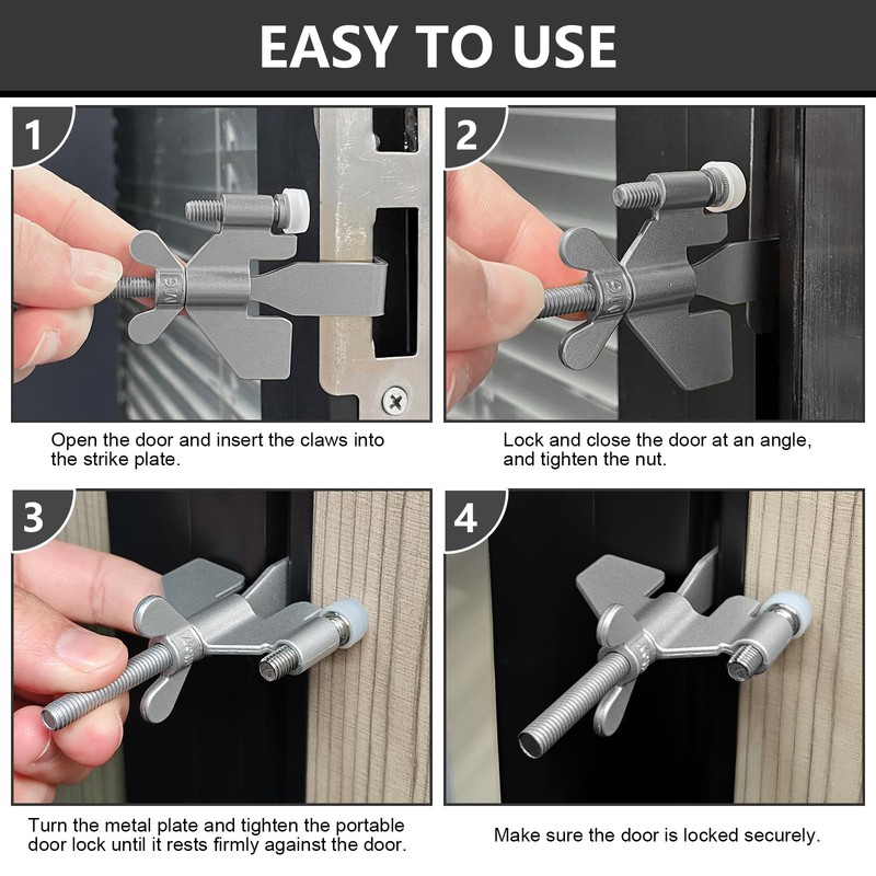 AceMining Upgraded Portable Door Lock Home Security Door Locker Privacy
