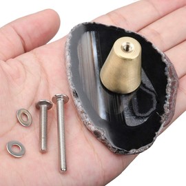 mookaitedecor Set of 6 Drawer Knobs Black Agate Brass Decoration Furniture Drawer Cabinet Knob Handle