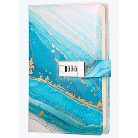 Dzhzal Writing Journal with Lock for Women Girls Boys Teens Kids Faux Leather Personal Journal Refillable Lined Paper Password Notebooks A5