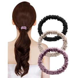 Hair Elastic Scrunchie Natural Silk 100% Hair Elastic Hair Elastic Adult Hair Elastic Hair No Traces High Elasticity Hair Closure Stylish Set of 3 (B)