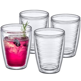 Amazing Abby Alaska 16-Ounce Insulated Tumblers (Set of 4), Double-Wall All-Clear Reusable BPA-Free Shatter-Proof Dishwasher-Safe Plastic Drinking Glasses