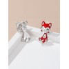 Flpruy Fox Stud Earrings for Women 925 Sterling Silver Fox
